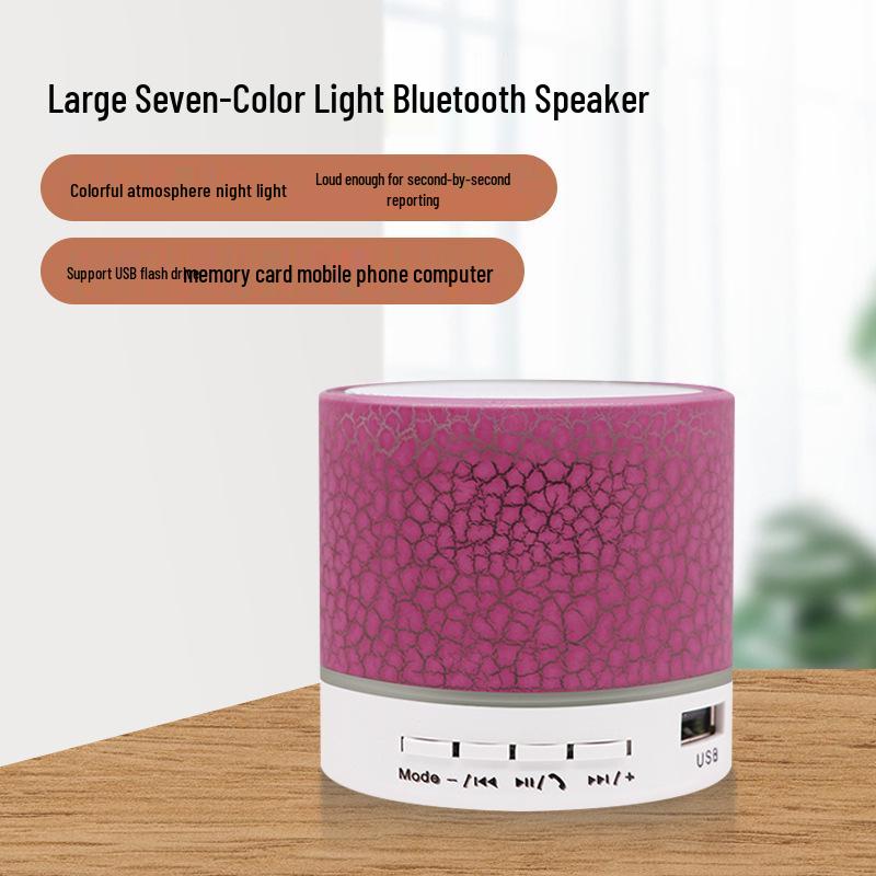 Mini Bluetooth Subwoofer Speaker with LED Glow, Card Slot, Portable & Wireless