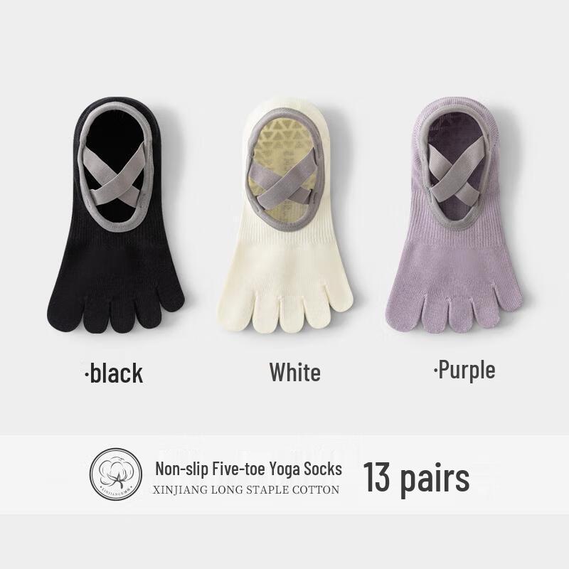 HANDUNYOU 3-Pack Non-Slip Five-Finger Yoga Socks