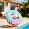 Bikini Porch Goose Outfits, Porch Goose Summer Outfits, Swimsuit with Hat Sunglasses & Swim Ring, Fit 23'' Lawn Goose Statue for Summer Outdoor