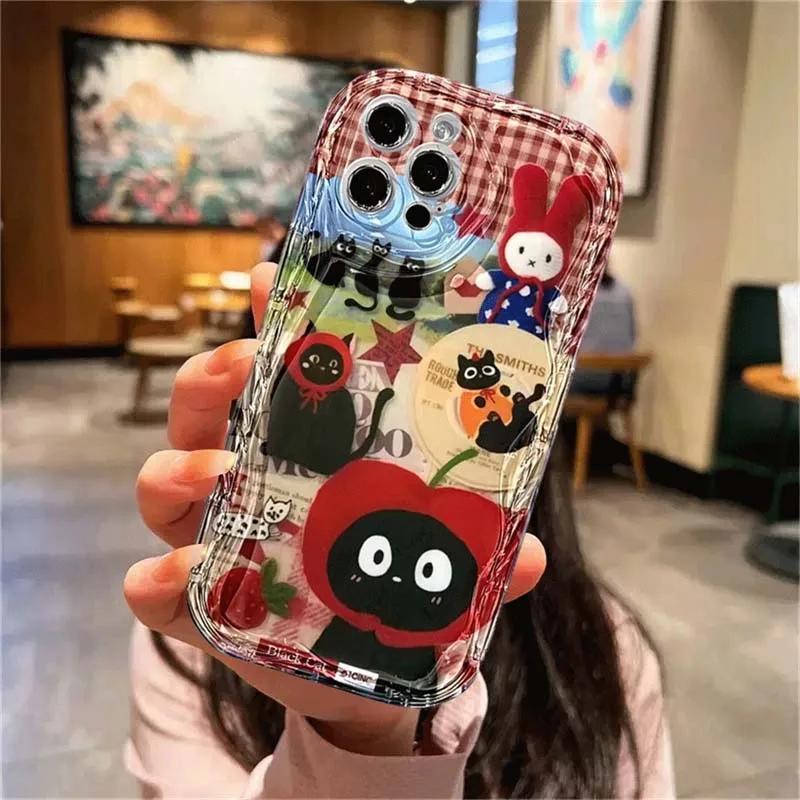 Cat Red Apple Fruit Chain Case For RENO 14 15 PRO 15F 14F13F 12F 11f 11 10 12 13 OPPO A6X A2 A3 A5 A6 Pro A3X A18 A17 Cover
