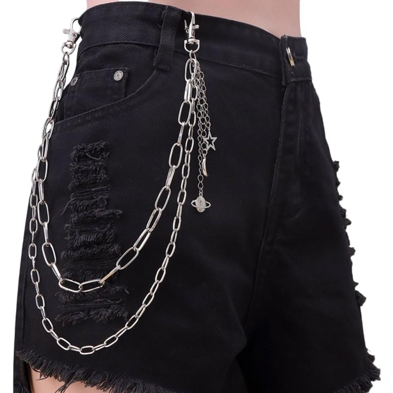 

Stylish Multi Layer Metal Trousers Chain Jewelry For Casual Party Wear Durable Adjustable Closure Unisex Accessory