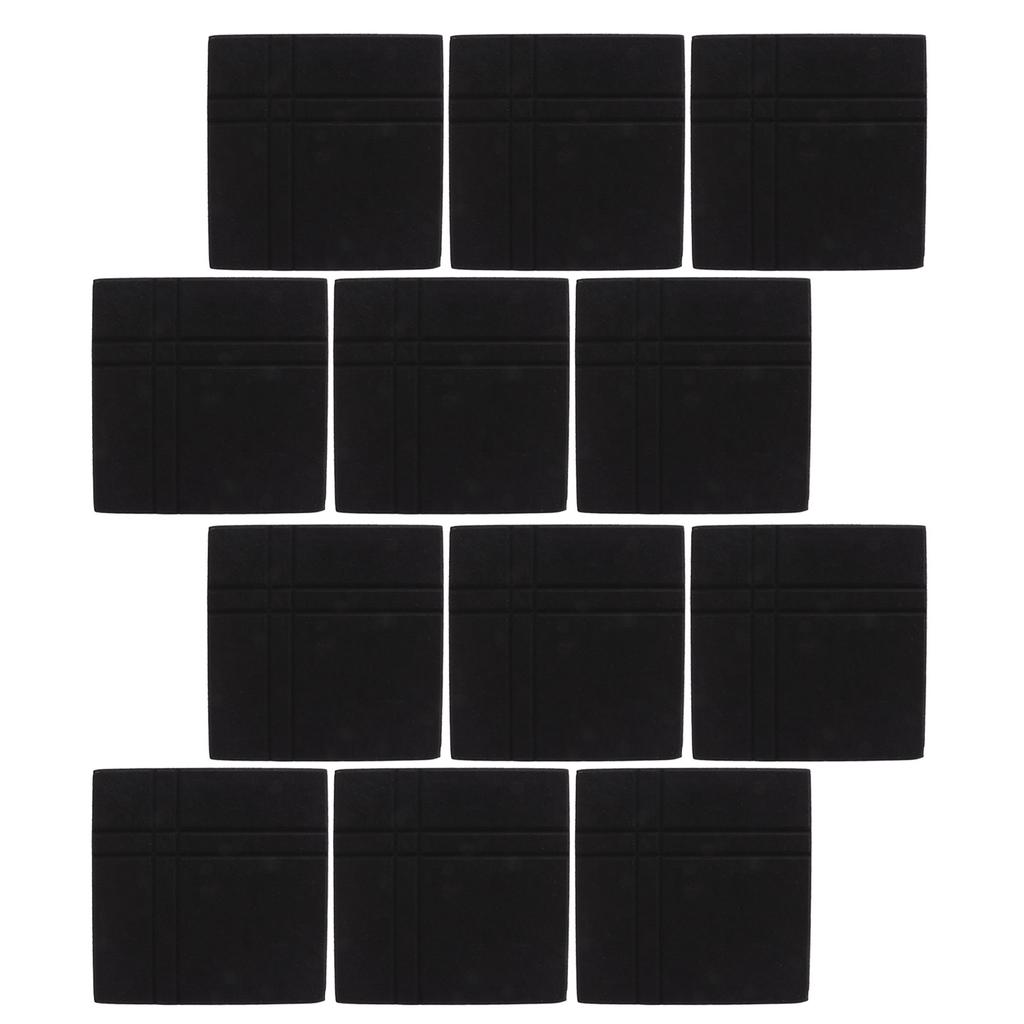 12Pcs Acoustic Panels Black Self Adhesive Polyester Fiber Sound Proof Padding for Studios