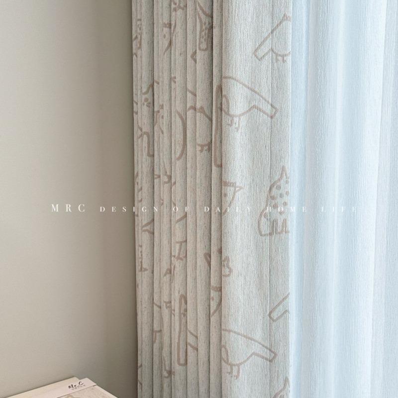 Cotton and Linen Cartoon Curtains Animal World Super Soft Chenille Children's Room Curtains Bedroom Girls Boy Room Curtains