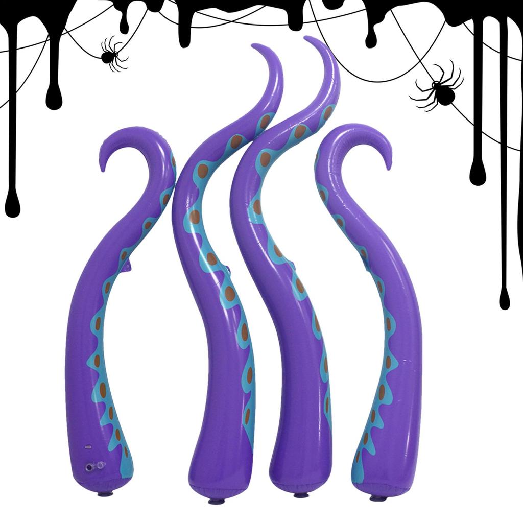 4pcs Halloween Inflatable Lighted Giant Octopus Tentacle Broke Out from Window Blow up Decor for Halloween Window Decoration