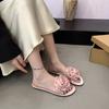 Women Slippers 2026 New Summer Elegant Women Shoes Trend Comfortable Flat Slippers Fashionable Flower Sandals Home Slides Women