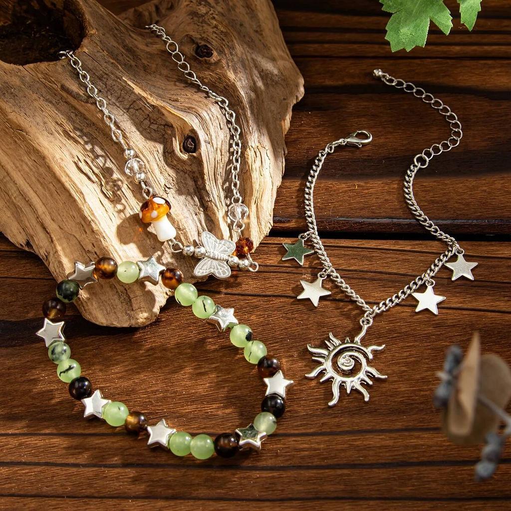 Salircon 2 Styles Exquisite Boho Beaded Bracelet Women Vintage Multilayer Ethnic Style Sun Butterfly Star Pendant Bangle Jewelry