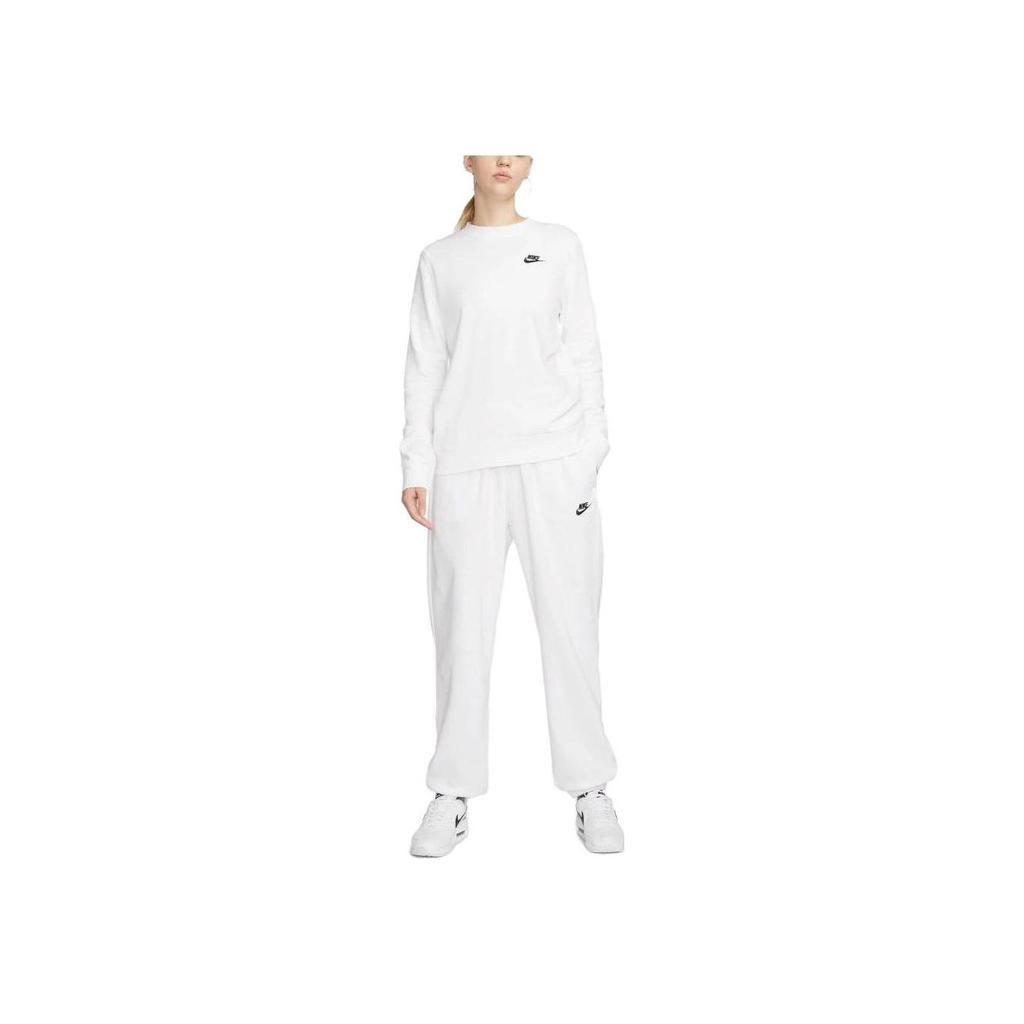 Nike Logo Embroidered Drawstring Cuffed Casual Pants Women Pants White DQ5801-100