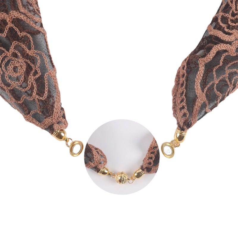 Elegant Rose Embroidered Square Scarf Women Lightweight Headwrap Breathable Neck Wrap
