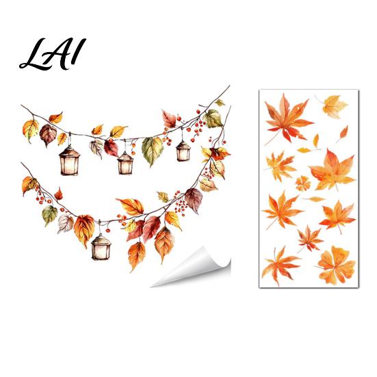 Cute Ghost Pumpkin Decals Autumn Ghost/Gnome Static Glass Sticker PVC Waterproof Maple Leaves Window Removable Party Supplies Decal Cling