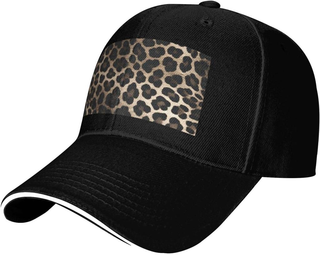 Leopard Print Baseball Cap Polyester Adjustable Sun Protection Casual Dad Hat for Unisex Adults