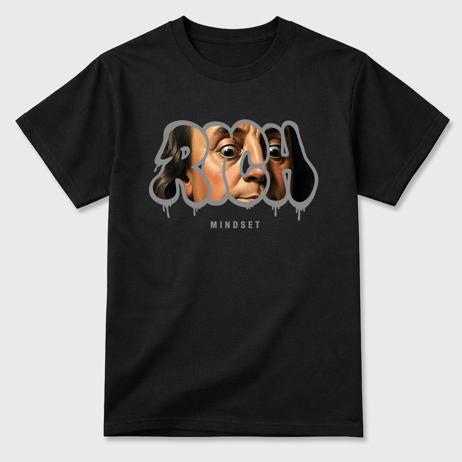 Rich Mindset graphic tee. Streetwear Brand Graphic T-Shirt. AJ6 Cap and Gown M