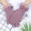 Winter Warm Gloves for Women with Velvet Waterproof Windproof Outdoor Cycling Touchscreen Butterfly Knot Cotton Gloves