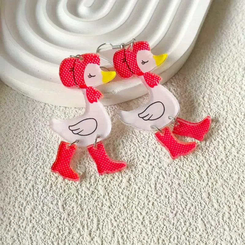 Cute Duck & Little Red Riding Hood Acrylic Earrings - Cross-Border European & American Trendy Animal Accessories