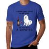 Samoyed and wine Funny gift for dog mom T-Shirt quick-drying tees summer top men clothes