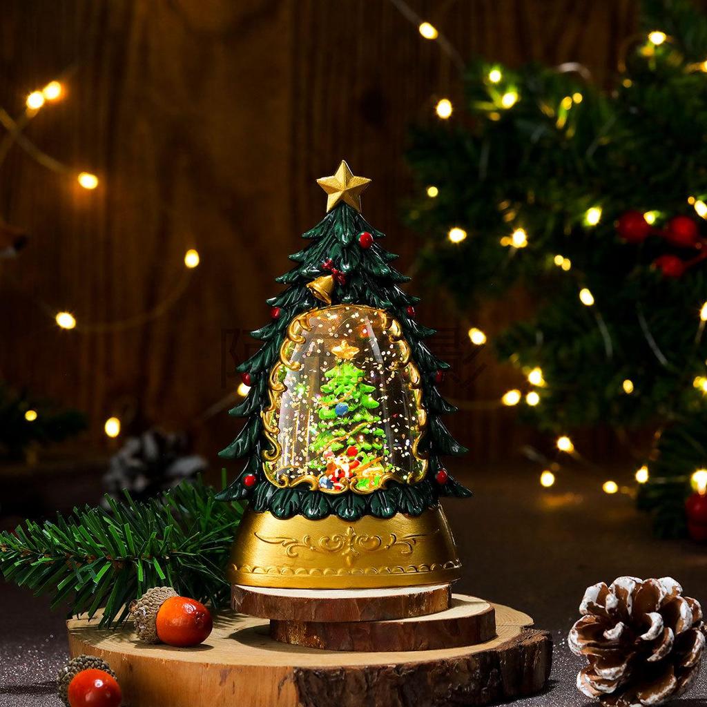 Lampada Candela Luminosa Albero di Natale Dipinto - Regalo per Bambini e Decorazione da Tavolo