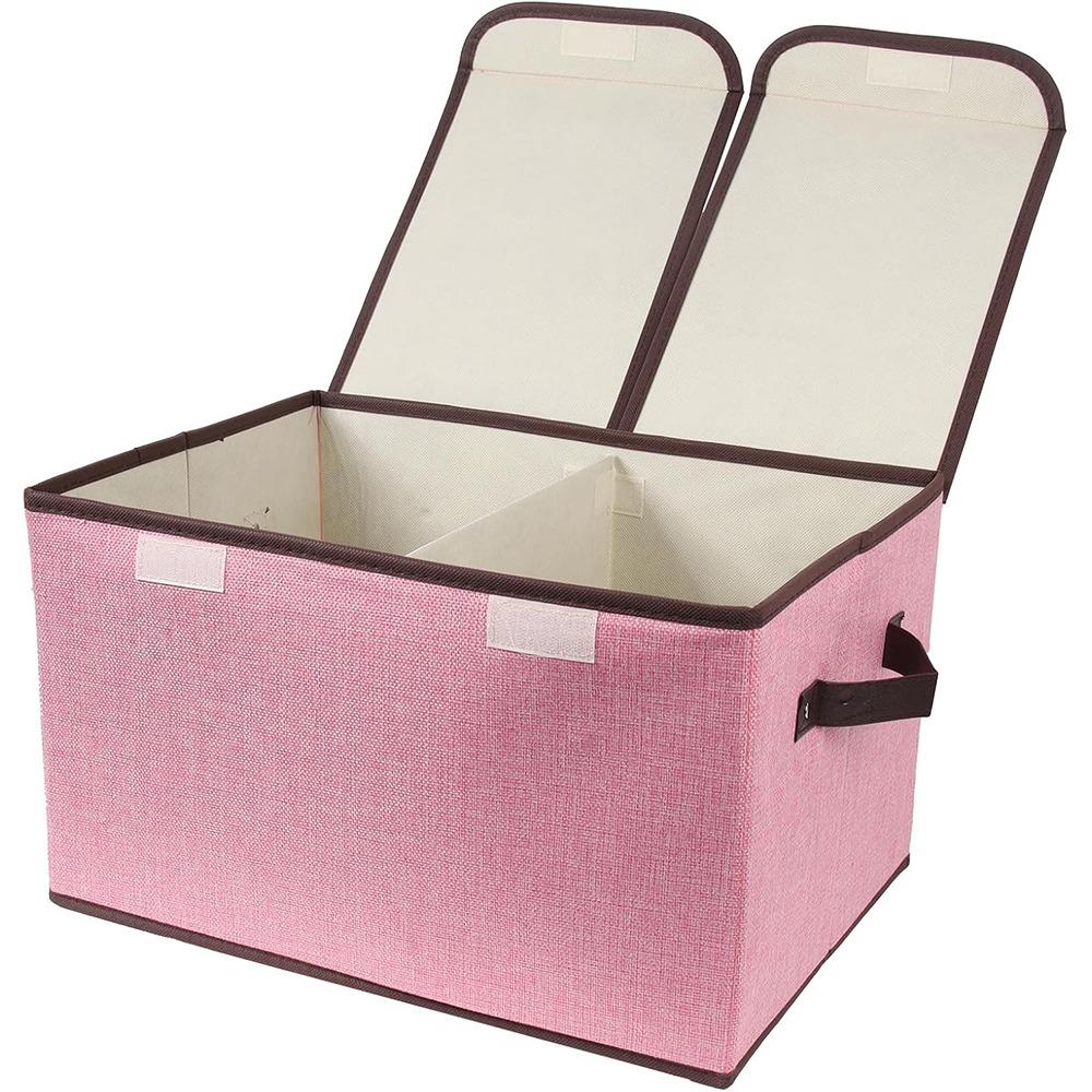 with Double-Lid Fabric Storage Box Dividers Home Storage Organizer  for Home Closet Office