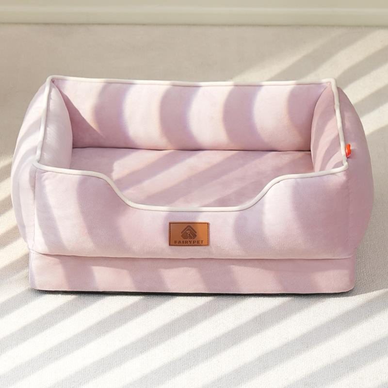 Dutch Velvet Dog Bed Autumn Winter Thickening Warmth Square Dog Sofa Beds Soft Removable Wave Sponge Pad Pet Dogs Accessories