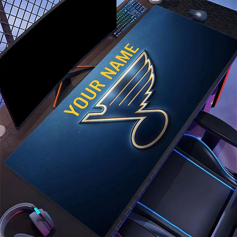 Custom Name,St. Louis Blues Mouse Pad, Large Gaming Desk Mat, Non-slip XXL Mousepad for Laptop & Tablet, Mini PC Playmat with Stitched Edges