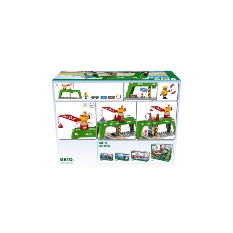 BRIO Container Crane 33996, for ages 3 and up [Toy, Wooden Toy Train, Rail Set, Scenery Parts, Gift (Birthday/Christmas)]