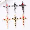 5pcs Gothic Cross Charms Zircon Love Heart Rose Pendant for Jewelry Making Necklace Earrings DIY Metal Punk Jewelry Accessories