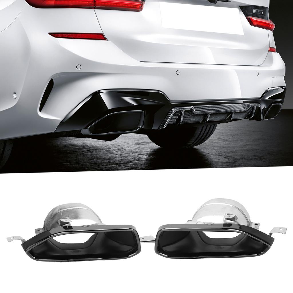 Exhaust Muffler Tips Set End Pipe Trim Replacement for 3 Series  0  1 M Sport M340 2019‑2021