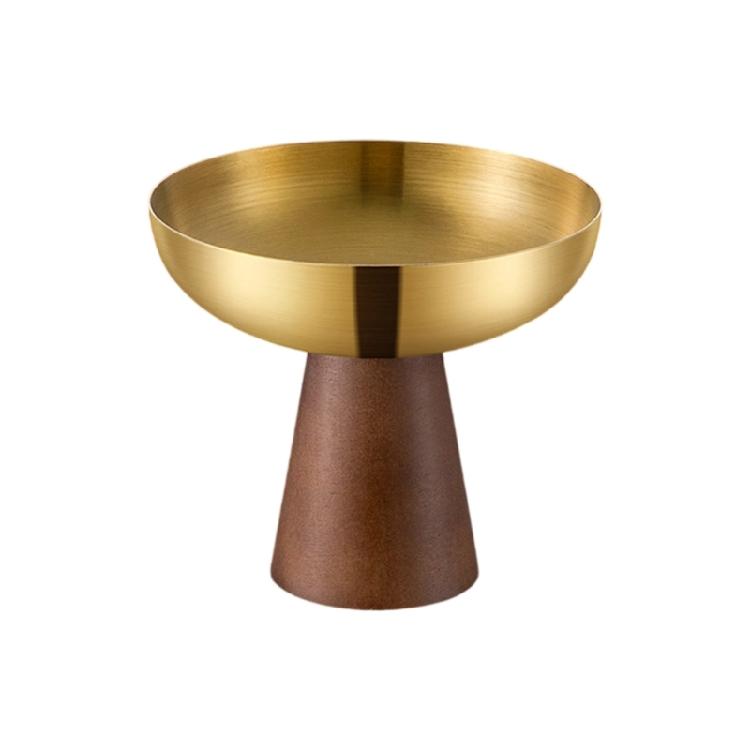Wood Base And Stainless Steel Dessert Holder Elegant Serving Cup For Ice Cream Fruit Salad And Snacks