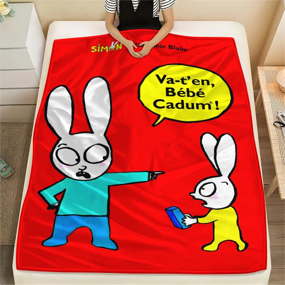 

1PC Simon the Rabbit Print Flannel Blanket, High quality Comfortable for All Seasons, Home Decor, Warmth and Comfort, Perfect for Christmas Gifts158 80cm x 120cm