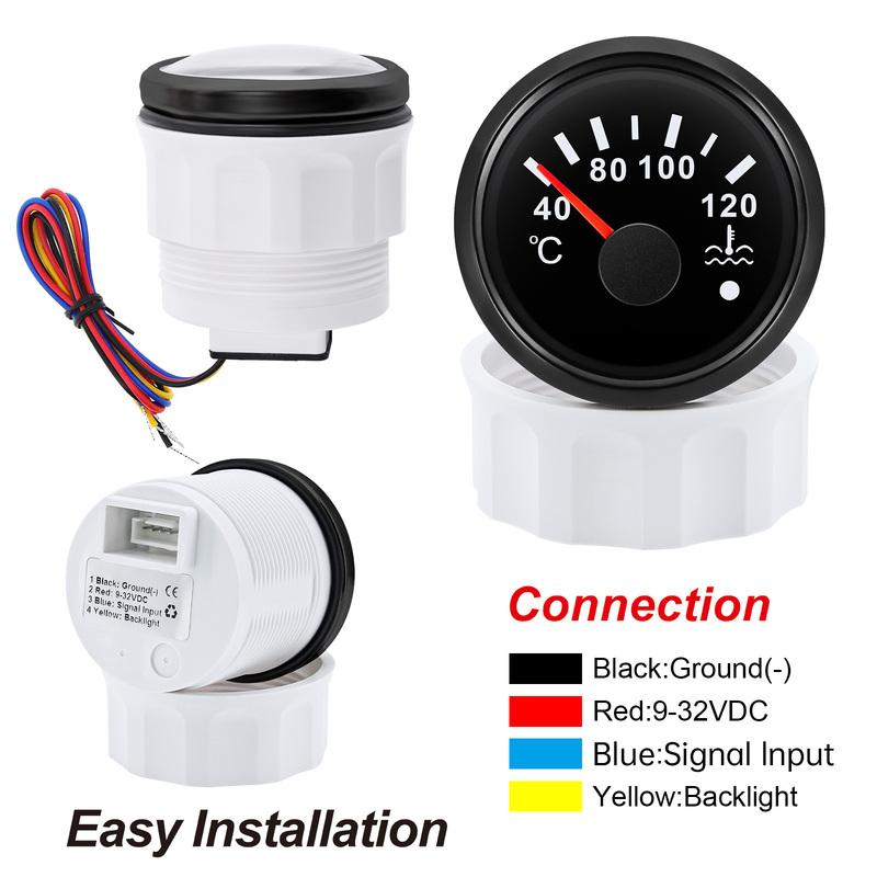 Marine Boat Water Temperature Gauge Red Backlight 40-120 Degree Water Temperature Gauge With Sensor Auto Digital Gauge