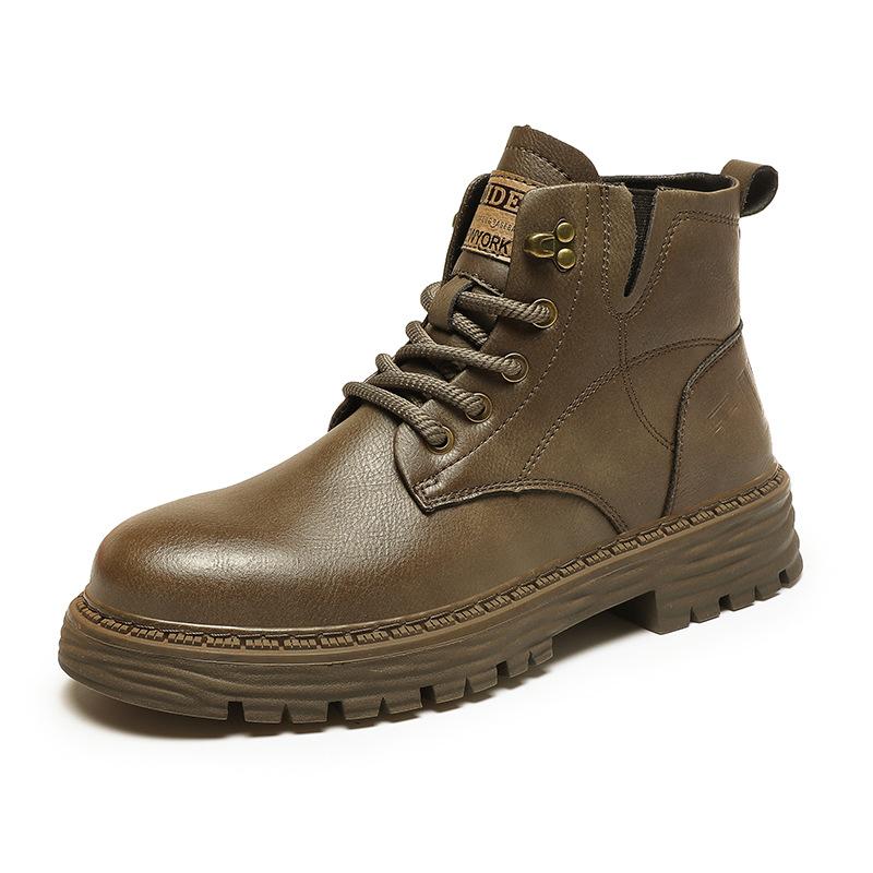 

Осень и зима ретро высокие кожаные ботинки Мартин модные повседневные мужские туфли студенческие уличные на платформе рабочие ботинки 45