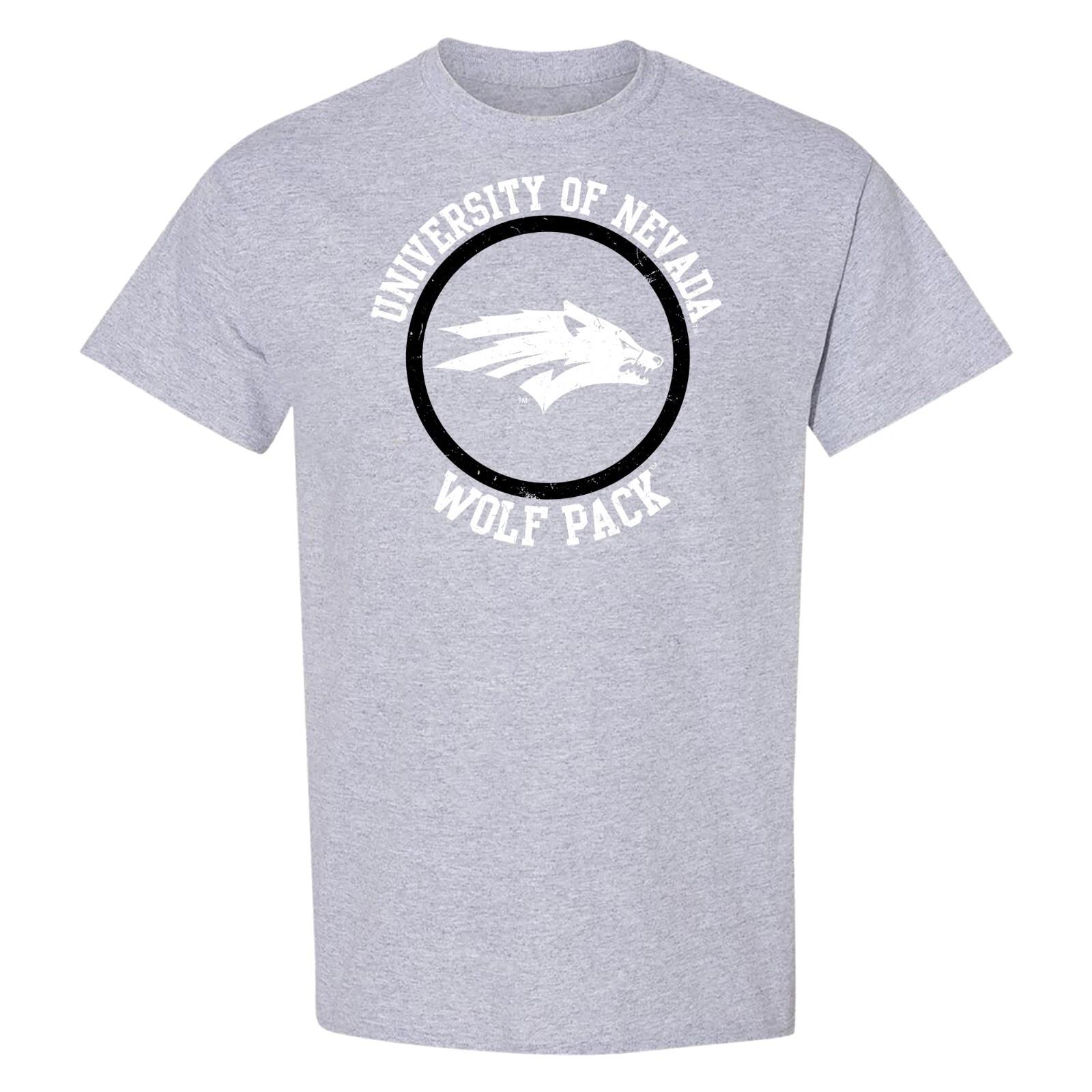 University of Nevada Wolf Pack Distressed Circle Logo T-Shirt - Sport Grey S