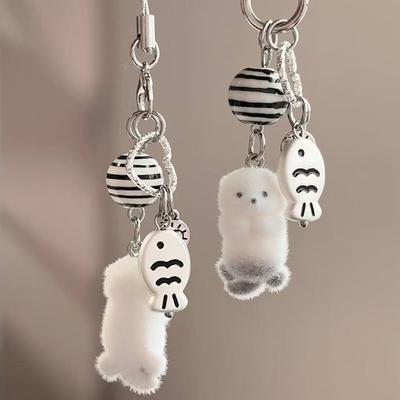 Beflockte Seeotter Handykette Flauschiger Pinguin Bär Schlüsselanhänger Cartoon Tier Puppe Anhänger Kopfhörerhülle Lanyard Taschenanhänger