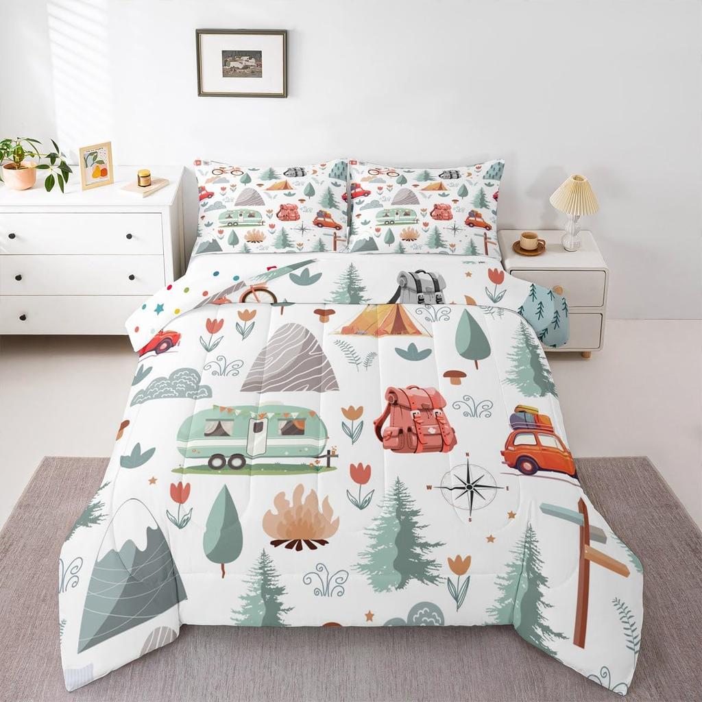 Erosebridal Horse Quilt Twin Size, Farmhouse Western Cowboy Cowgirls Duvet Insert for Kids Boys Girls Teens, Cartoon Kawaii Horse Bedding Se