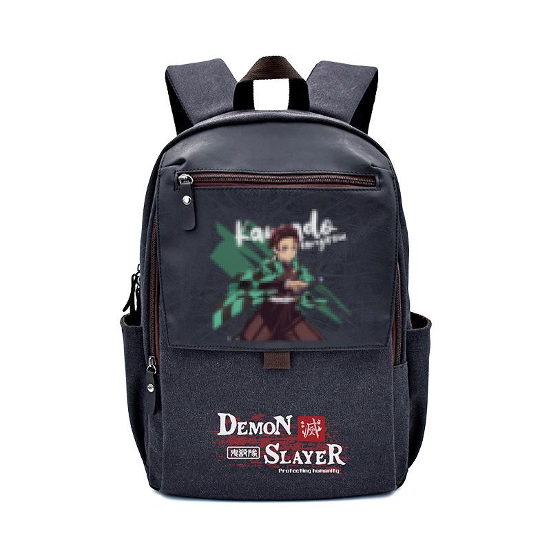 Japan cartoon comics Demon Slayer Large Capacity Backpack Stylish Canvas Schoolbag for Students 0024