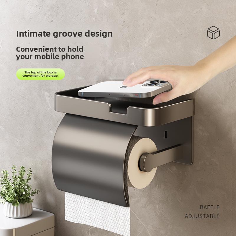 Wall-Mounted Waterproof Toilet Paper Holder - Punch-Free Bathroom Tissue Box