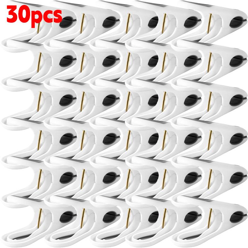 3/30pcs Plastic Clothes Pins Non-slip Anti-Rust Springs Heavy Duty Windproof Clothespins Household Bedroom Towel Peg Clamps
