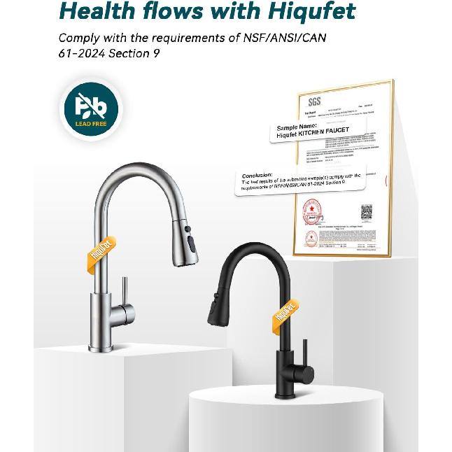 Kitchen Faucet with Pull Down Sprayer, Brushed Nickel High Arc Single Handle Kitchen Sink Faucet for Pot Filler, Stainless Steel Commercial Modern Rv