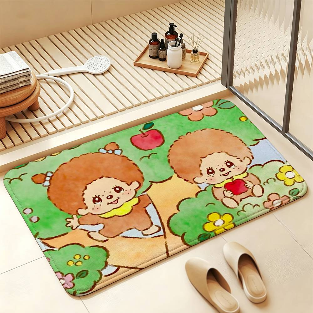 So Cute M-MonchhichiS Cartoon Short Plush Rug Carpet mat Machine Washable Soft Comfortable Anti‑Slip Floor Mat Home Decor