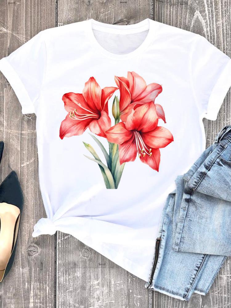 Love Flower Printing Speed European and American Clothing Shirt Short Sleeve T-shirt Tops Graphic Tshirts Oversized T Shirt