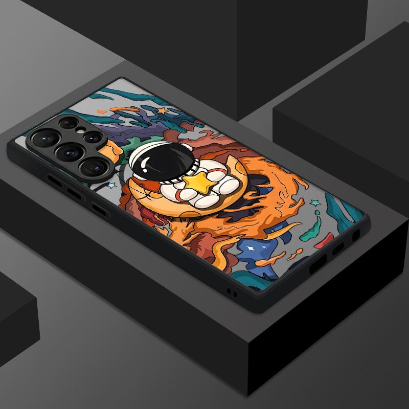 Magnetic For Magsafe Case For Samsung Galaxy S26 Ultra S25 Edge S24 S23 S22 Plus S21 FE Cartoon Astronaut Pattern Hybrid Matte Cover