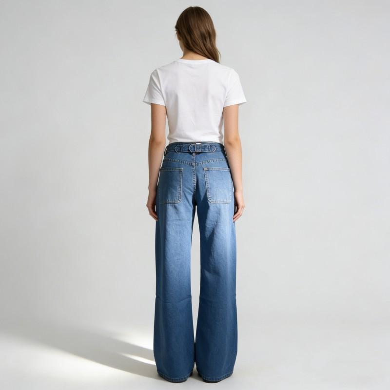 Womens Straight Leg Jeans High Waist Loose Vintage Denim Pants Casual Wear