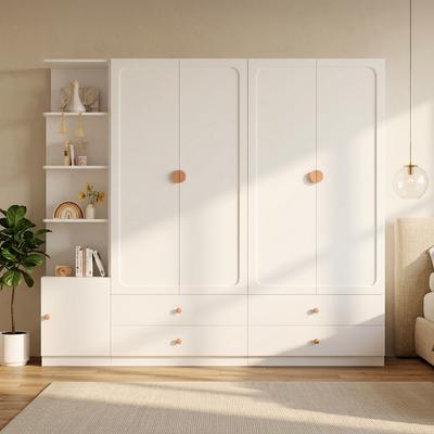 Large Wardrobe, White, 200 X 225 X 45 Cm, with 3 Clothes Rails, 4 Drawers, Storage Space, for Bedroom, Children's Room, Hallway & Office