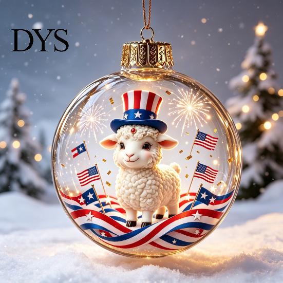 Festive Party Decorations Glowing Christmas Story Ornament, Light?Up Mini Holiday Scene Hanging Ball with Warm Gift Embellishments LED Light, Clear