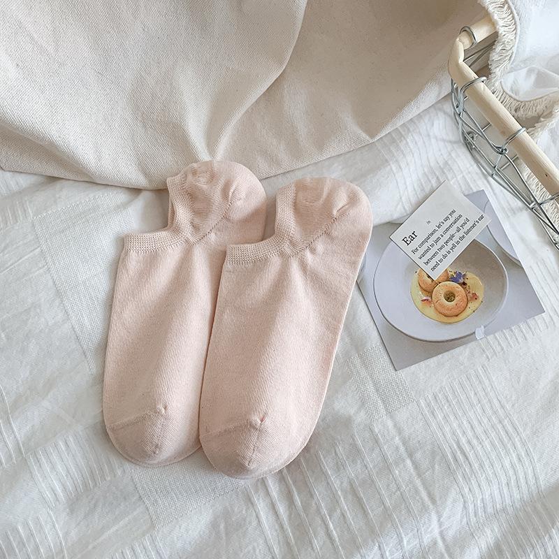 Dopamine Socks for Women, Spring and Summer, Short Solid Color, Light Mouth, Thin, Anti-slip, Non-dropping Heel Short Socks, Invisible Boat Socks