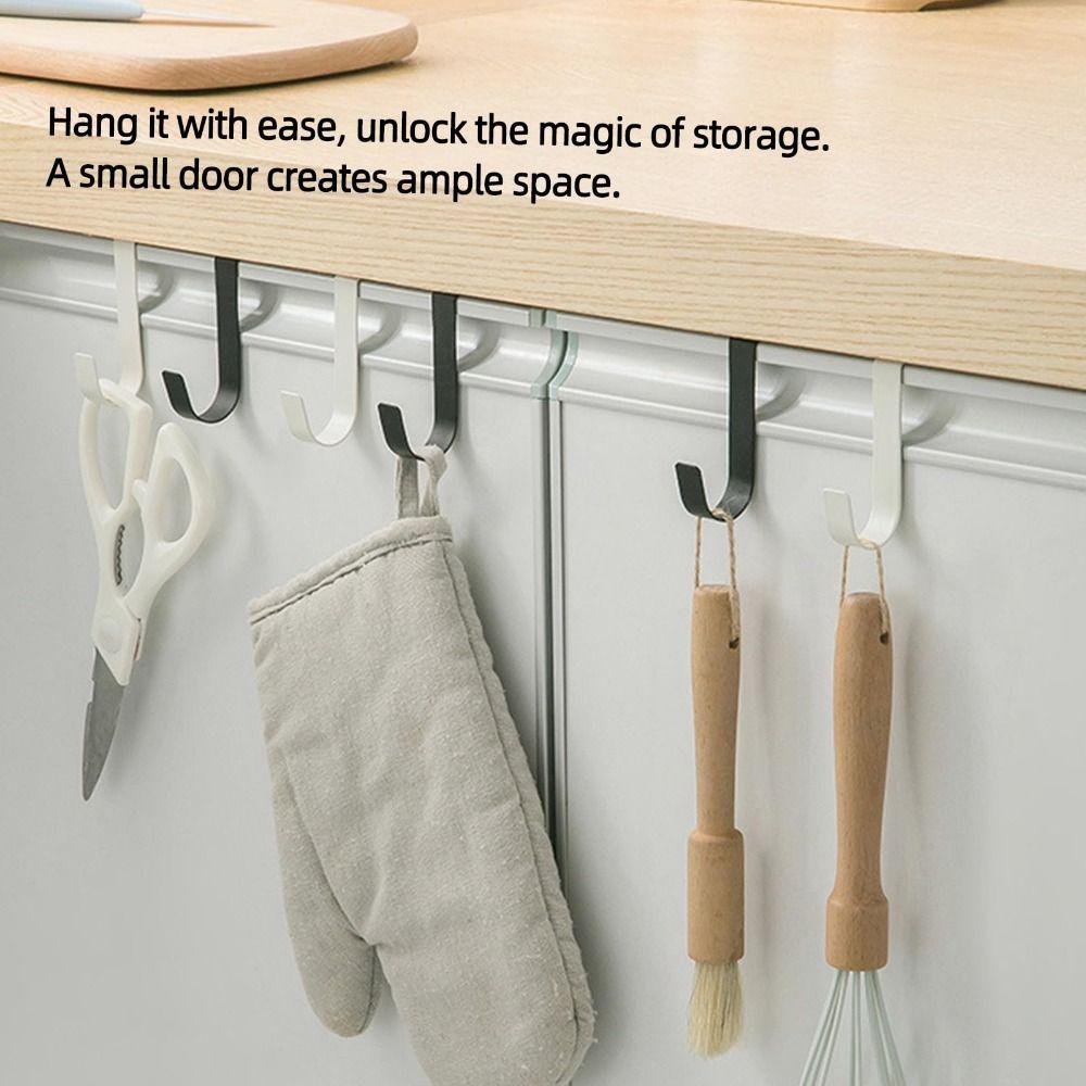 Stainless Steel Over Cabinet Door Hook J Shape Heavy Duty Coat Towel Hook No Drill Space Saving Cabinet Door Hanger Laundry Room