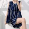 Anti-bumping Pajamas Women's Summer Vest Shorts Set Cotton and Silk Loungewear Can Be Worn Outside Loose Large Size Sweet and Cute