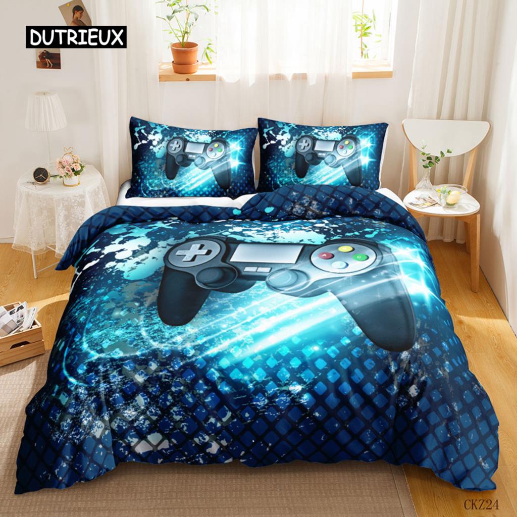 Game Duvet Cover Set Game Contoller Comforter Cover for Kids Boys Teens Player Game Double Queen King Size Polyester Bedding Set