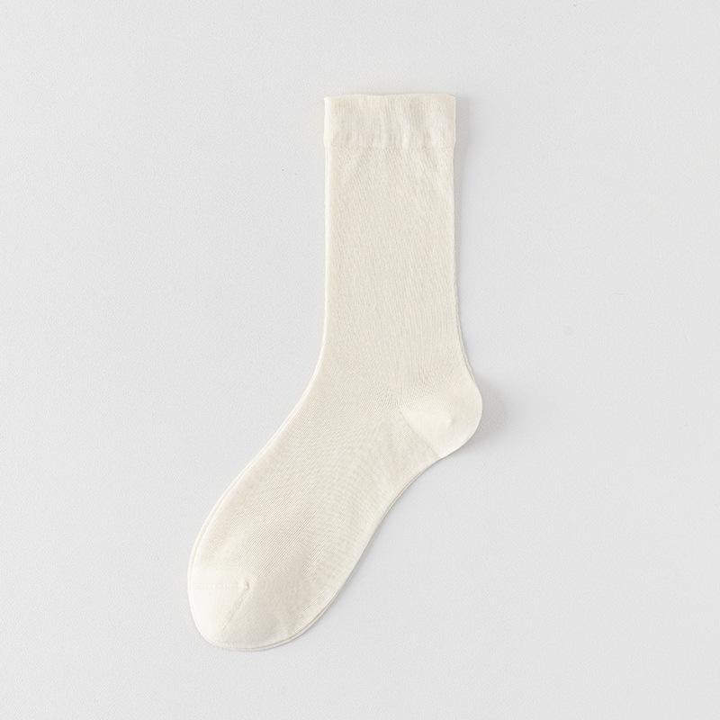 Summer Thin Mulberry Silk Socks, Solid Color Mesh, Breathable, Boneless, Odorless, Antibacterial, Women's Mid-leg Socks