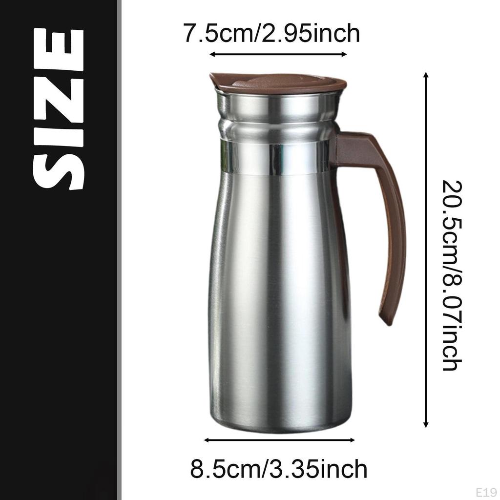 0.8 Liter Stainless Steel Insulated Carafe, Coffee Pot for Cold Drinks, Leakproof Lid, Beverage