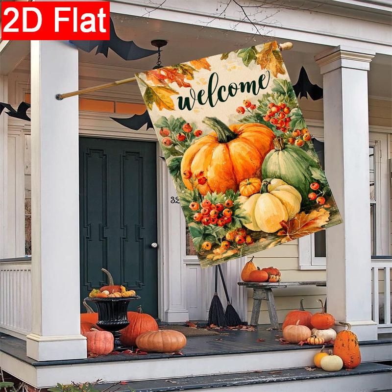 2D Flat - 2D Flat Thanksgiving Autumn Pumpkin Garden Flag (2) Outdoor Garden Flag Double-Sided Home Decoration Courtyard Decoration Outdoor Decoratio