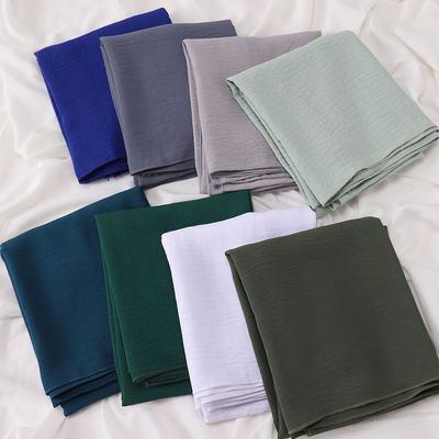 Fashion Women's Imitation Cotton and Linen Shawl, Ice Silk Wrinkled Material Bag Head Scarf, Headscarf